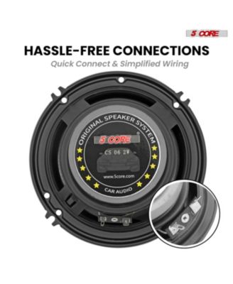 Coaxial Car Door Speakers 6” Pair 500W 4Ohm 2 Way Component Subwoofer Audio w Super Tweeter