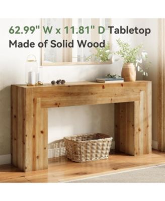 Solid Wood Console Table for Living Room, 62.99-Inch Farmhouse Entryway Table Indoor for Foyer, Hallway