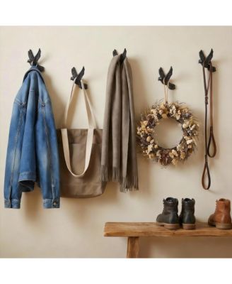 Rustic Cast Iron Pigeon Coat Hooks - 5 Pack