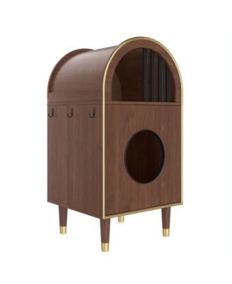 37.4" Cat Litter Box Enclosure Furniture, 2-in-1 Hidden Bed with Storage,Brown