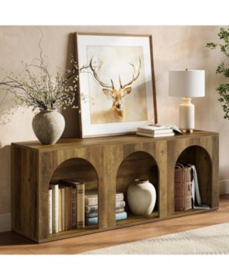 63" Industrial Retro TV Stand for 32-75 Inches TVs, 3-Tier Open Entertainment Center Console Table, Widened Low Cabinet Media Storage Unit