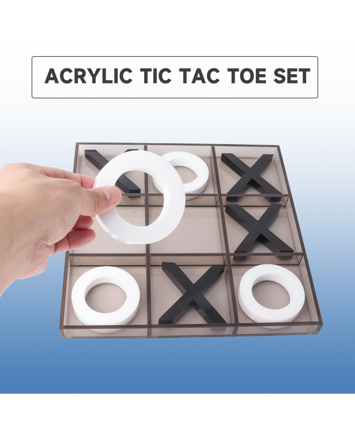 Gse Games & Sports Expert 12" Giant Acrylic Tic Tac Toe Game Set, Classic Family Travel Board Game for Kids and Adults