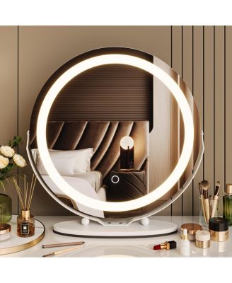 19 in Vanity Mirror with Led Lights, Large Round Makeup Mirror with Touch Control and 3 Color Lighting Modes