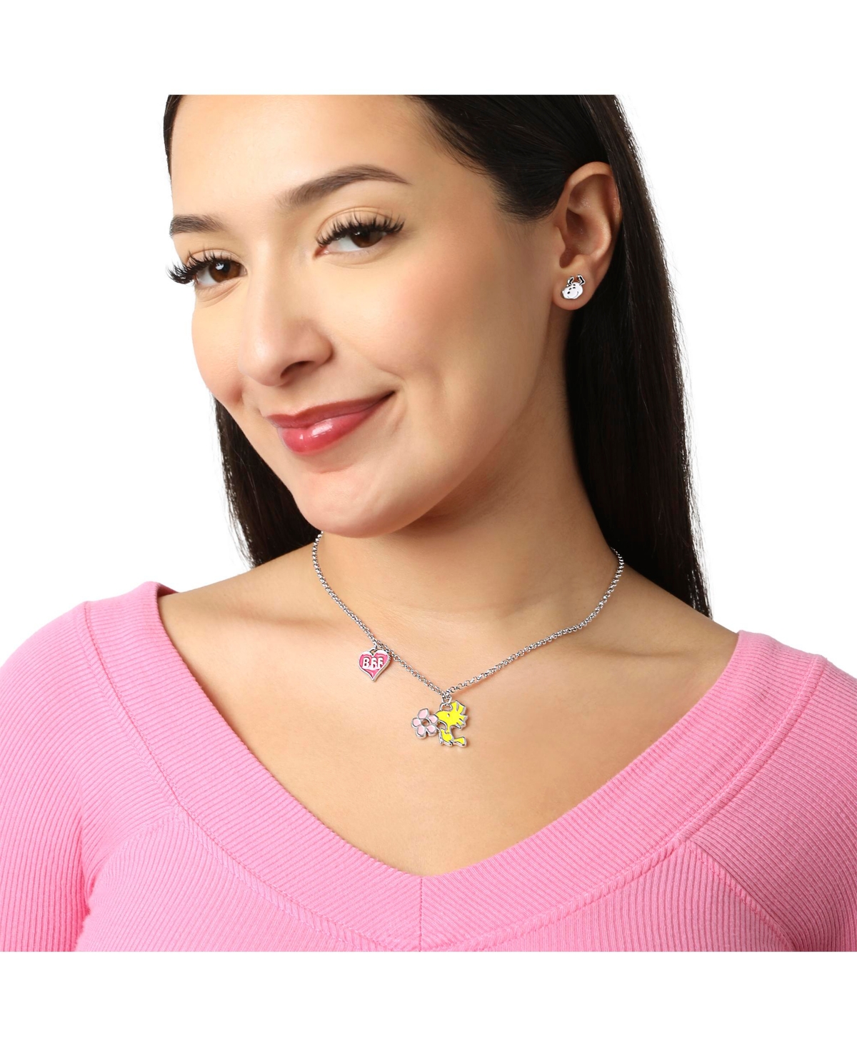 Peanuts Snoopy Woodstock Bff 2 Piece Necklace Set 16" Officially Licensed