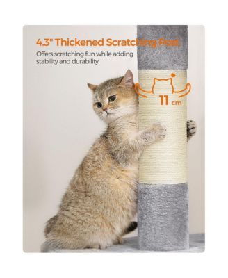 39.8-Inch Cat Tree with Large Perch and 2 Cat Caves, Scratching Posts, Anti-Tip Kit, Indoor Use