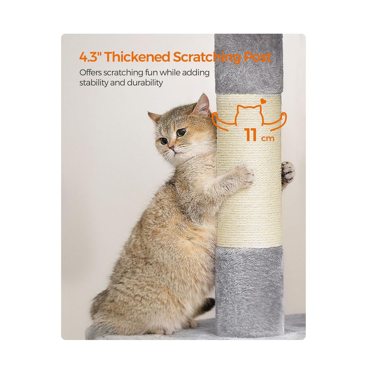 Cozito 39.8-Inch Cat Tree with Large Perch and 2 Cat Caves, Scratching Posts, Anti-Tip Kit, Indoor Use