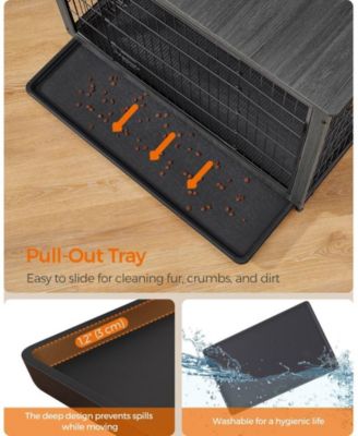 Indoor Dog Crate Furniture with Double Doors, Reversible Side Door, Removable Tray, Top Holds 154 lb