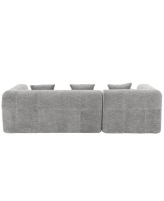 101.2" Light Gray Modular Sectional Sofa with Deep Seating & Side Pockets