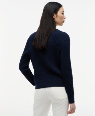 Women's Cable Knit Crew Neck Cardigan Sweater