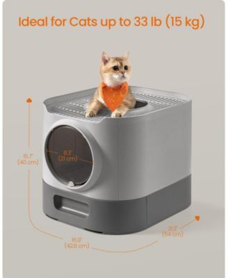 XL Enclosed Cat Litter Box with Slide-Out Tray, Grate Top, Leak-Resistant Base, 3-Mode Door