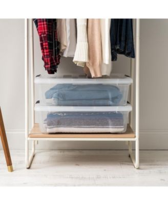 USA 27 Qt Stackable Plastic Storage Bins with Lids, Pearl, 2Pk