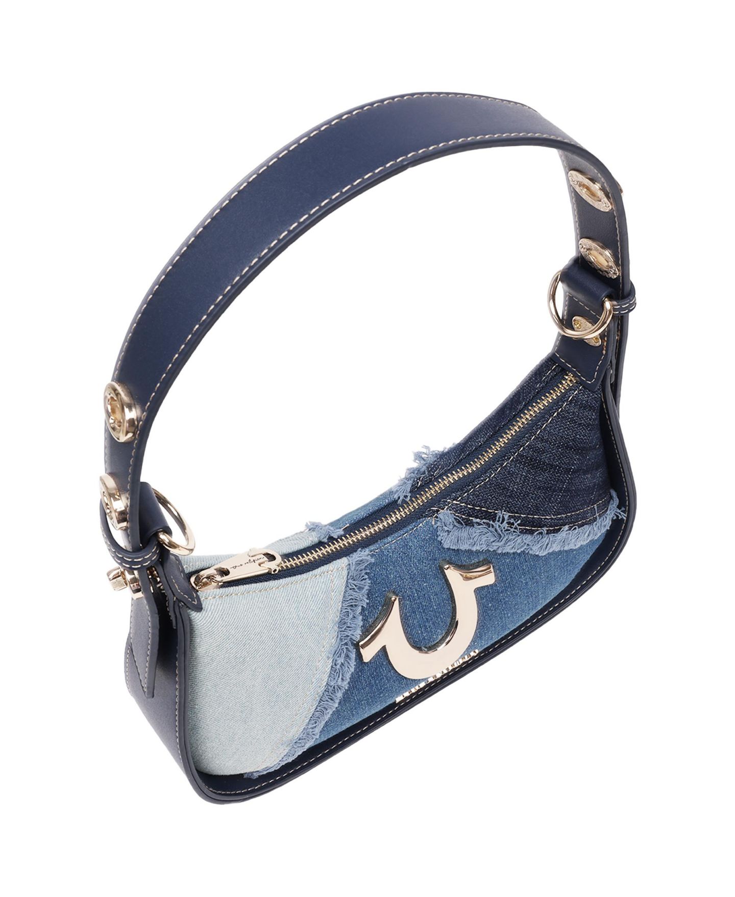 Женская сумка True Religion Frayed Denim Horseshoe Flap Shoulder, цвет: Джинсовый / Синий — фото 5