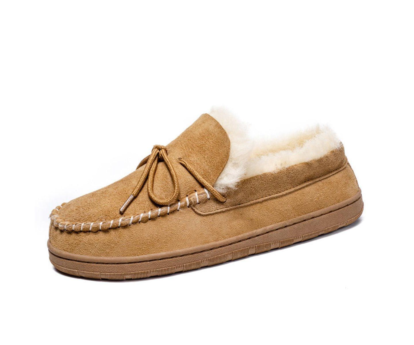 Мужские тапочки PAZSTOR Real Shearling Slippers Spring, цвет: Каштановый — фото 1