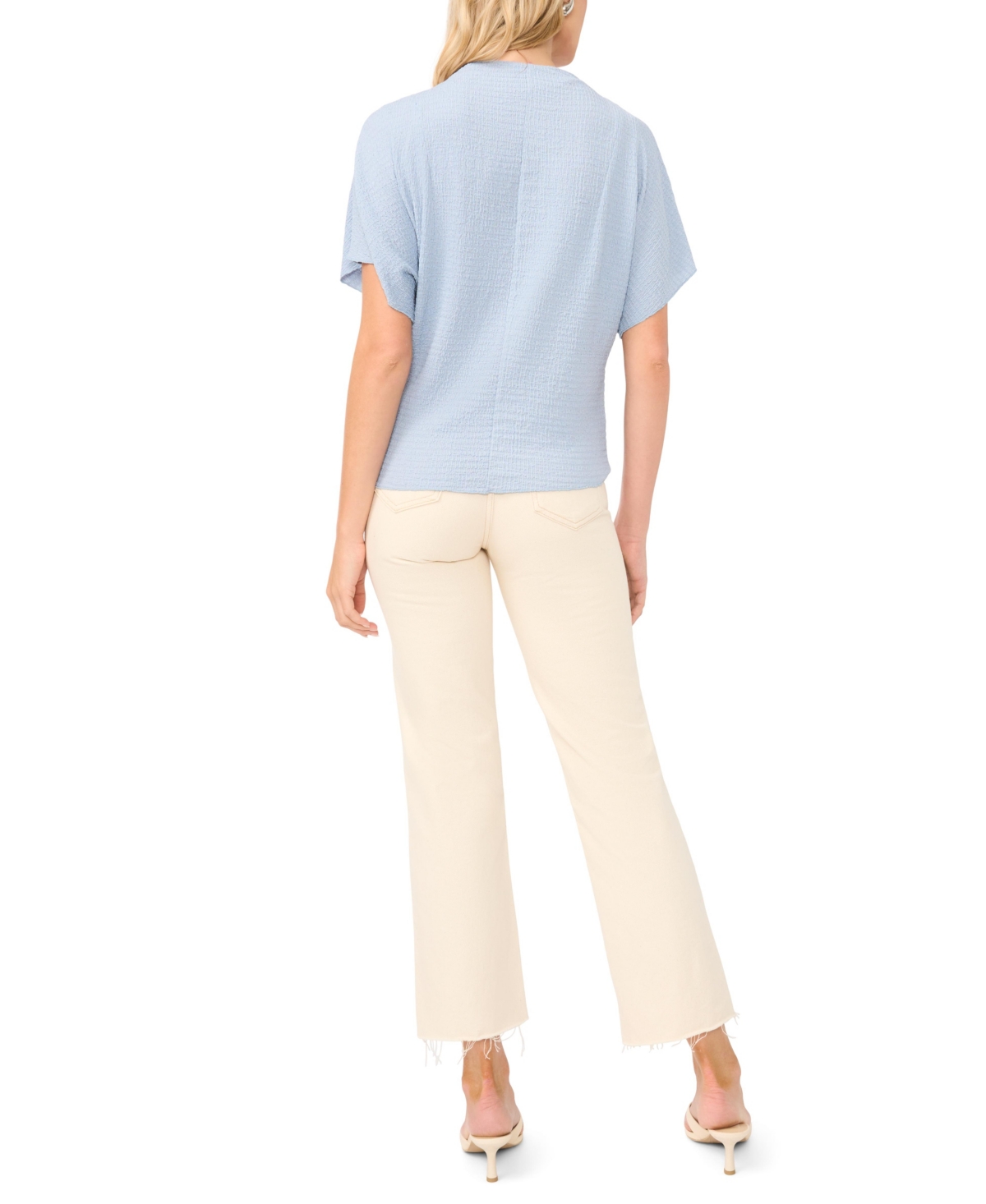 Vince Camuto Women's Textured High Neck Wide Sleeve Top