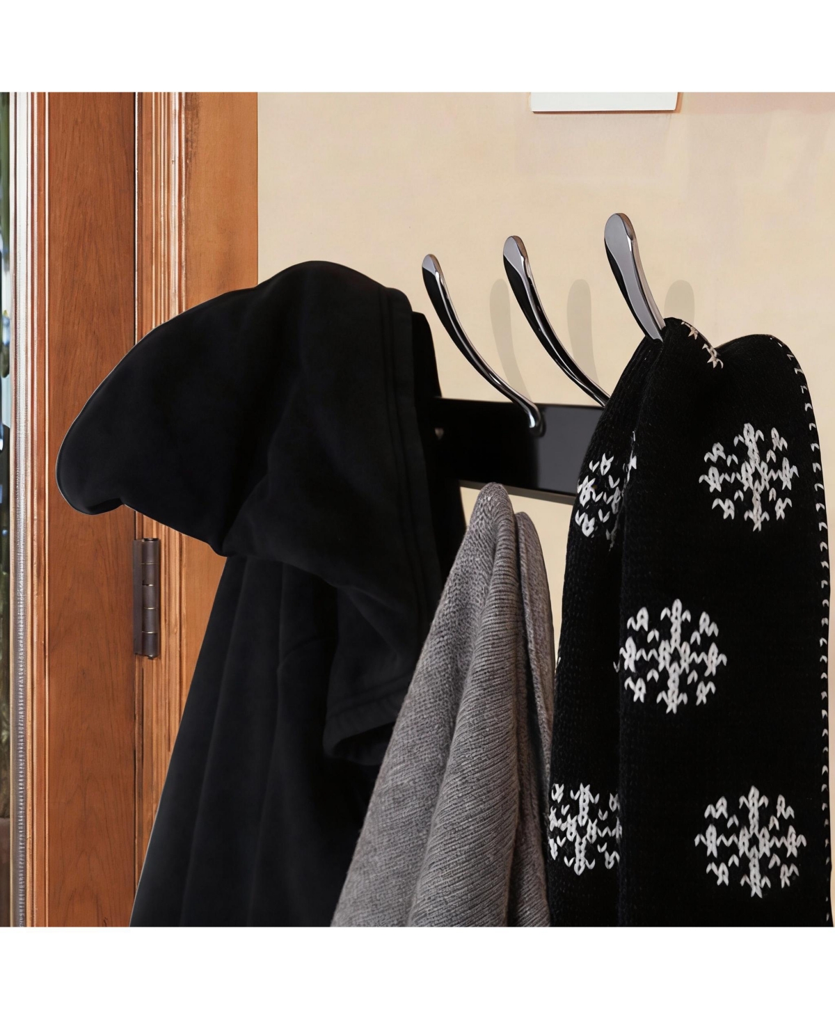 Yigii Heavy Duty 5-Tri Hook Wall Rack for Coats, Hats, Towels, Purse, Scarfs, Robes