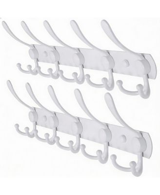 Heavy Duty 5-Tri Hook Wall Rack, Stainless Steel, White, Easy Install