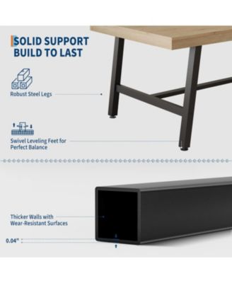 Kitchen Table Industrial Dining Table for 4-6 People 63 in Long Wooden Kitchen Table