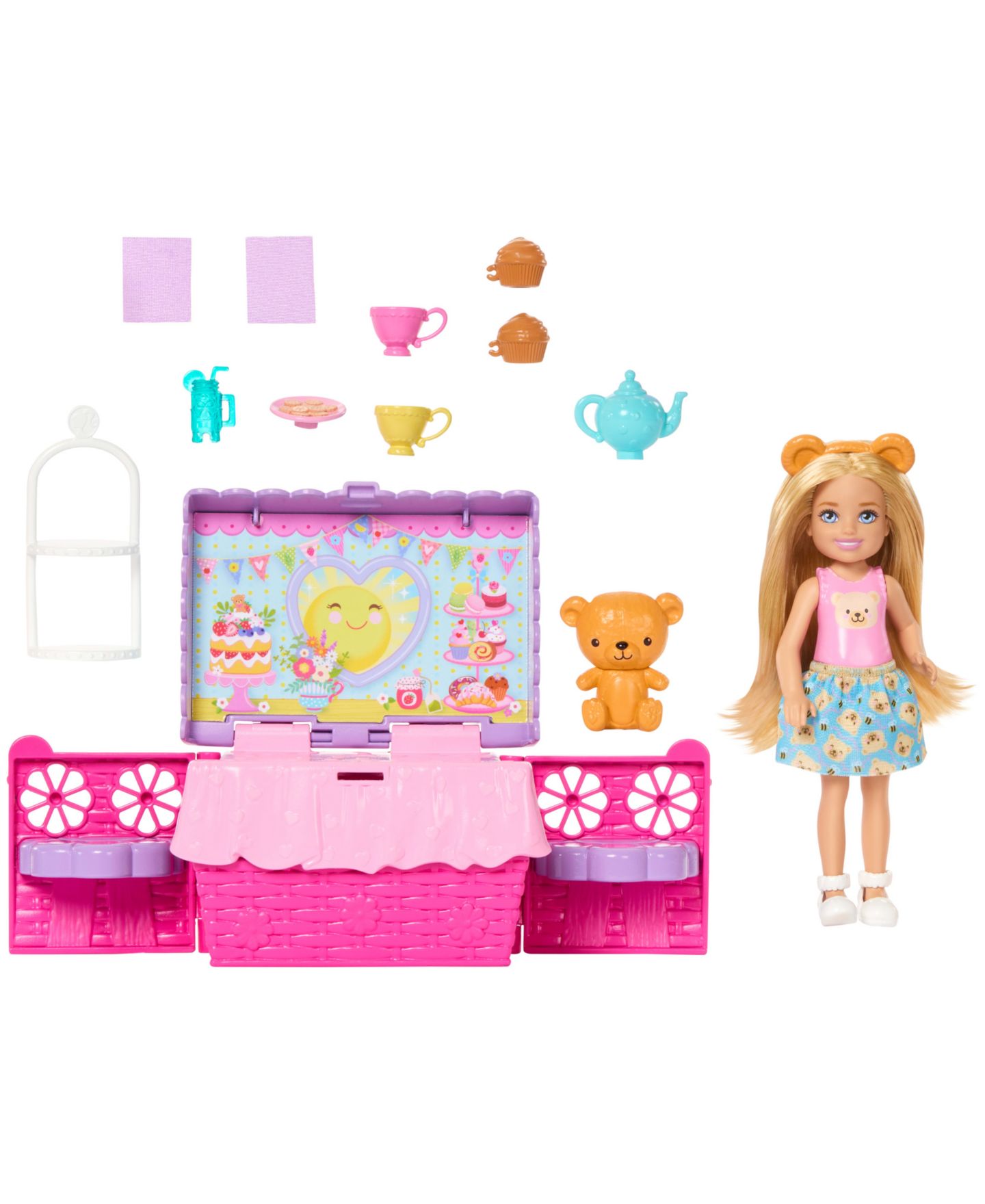 Детский игровой набор Barbie Family & Friends Club Chelsea Pop-Up Tea Party Playset, Ages 3+ — фото 1