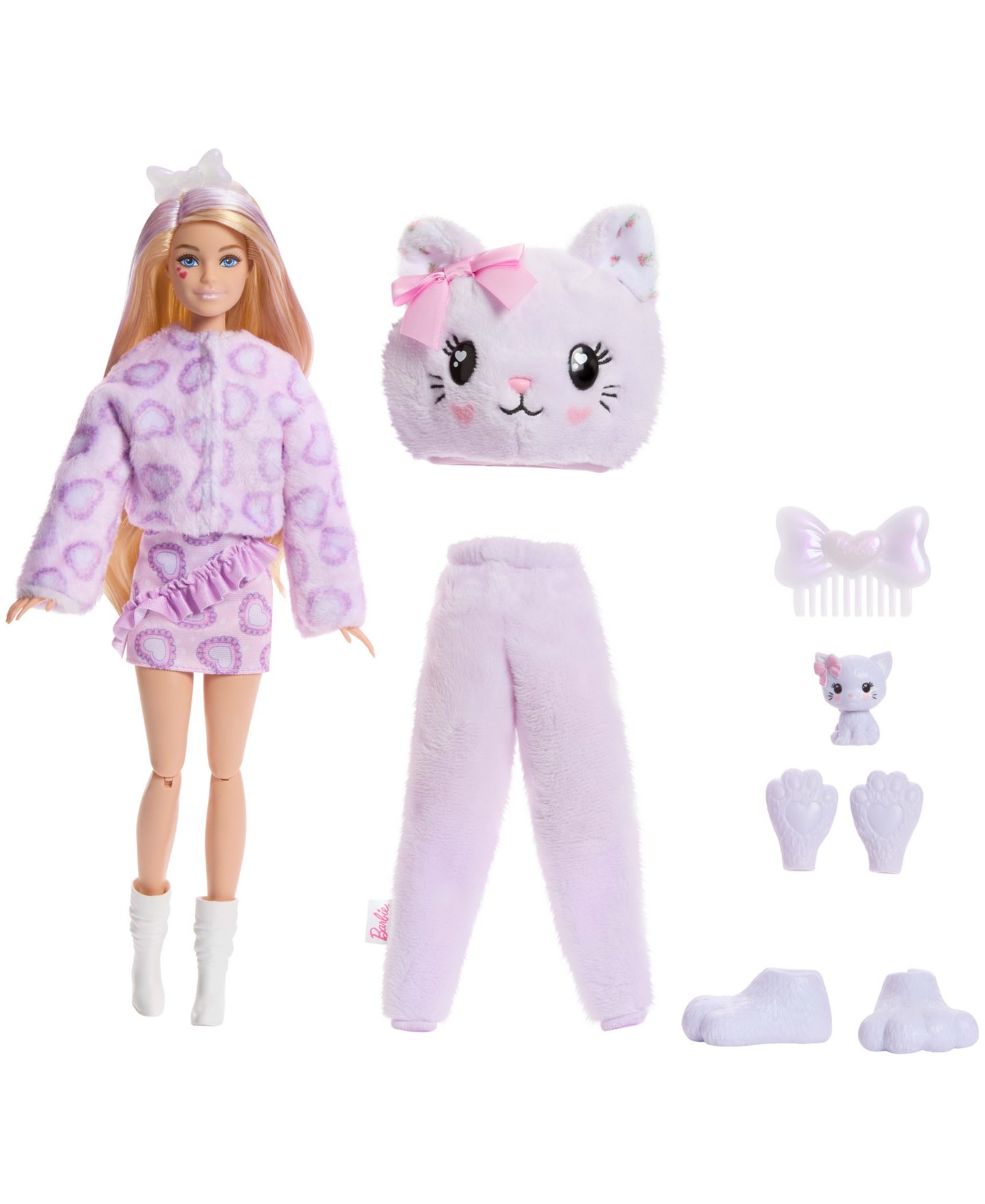 Детская кукла Barbie Cuddly Series Kitten Color-Change Fashion Doll with Mini Pet, Ages 3+ — фото 5