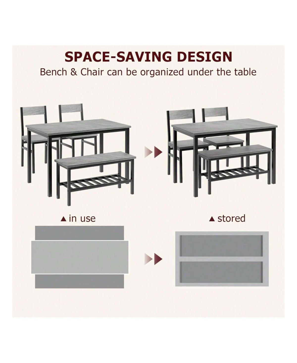 Gaomon Kitchen Table Dining Table Set For 4 Modern Kitchen Table for Dining Room, Home Office, Living Room