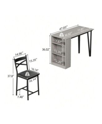 Kitchen Table 3Piece 36in Wooden Counter Height Dining Table Setfor Dining Room, Home Office, Living Room