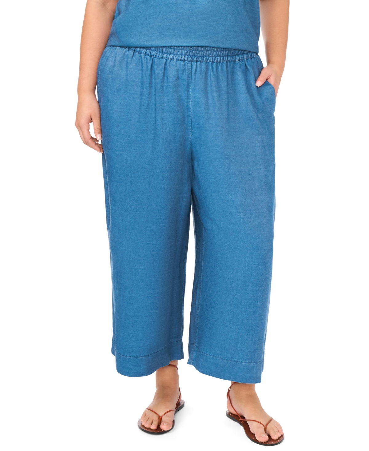 Vince Camuto Plus Smocked Waist Wide Leg Pants