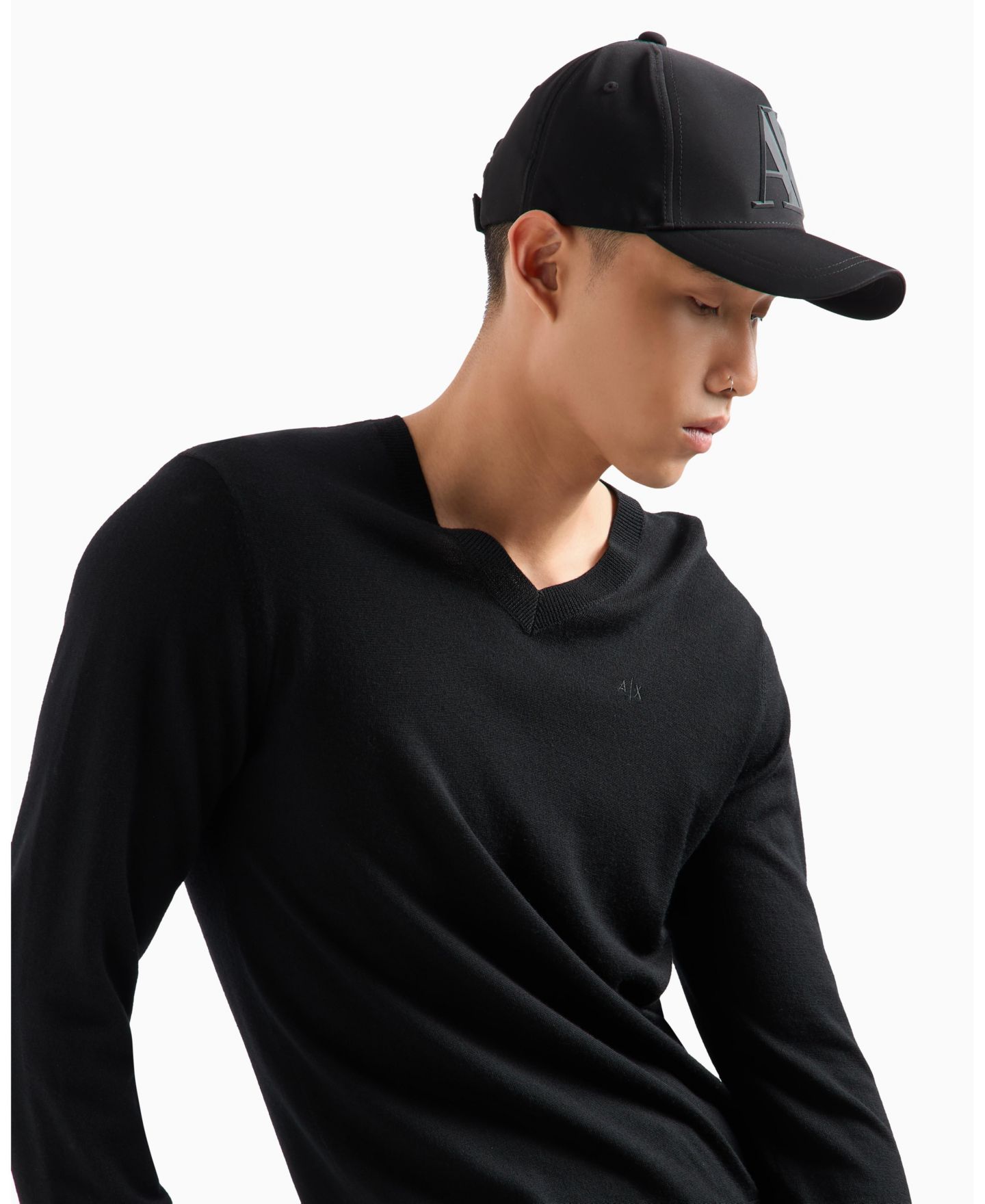 Мужской головной убор A|X Armani Exchange Rubber Logo Hat, цвет: Чёрный — фото 9