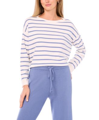 Women's Stripe Rolled Edge Long Sleeves Sweater