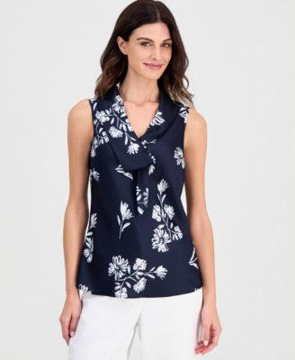 Petite Sailor Tie V-Neck Blouse
