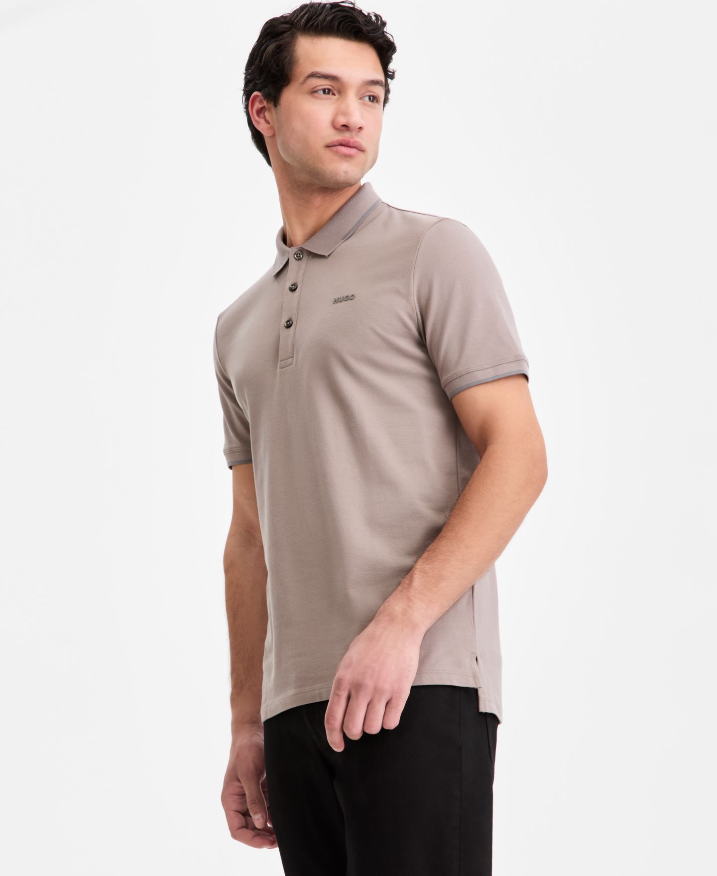 Мужское поло Hugo Boss Cotton-Blend Tipping Polo Shirt, цвет: Пастельный коричневый — фото 1