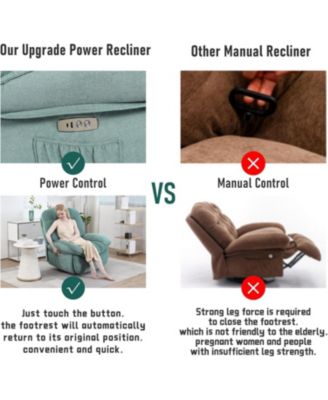 Oversized Swivel Power Recliner Chair, Modern Massage Rocker Recliner Chairs with Heated, USB-C Ports and Side Pocket