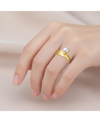 Chic 14K Gold Plated Genuine Freshwater Pearl Statement Ring