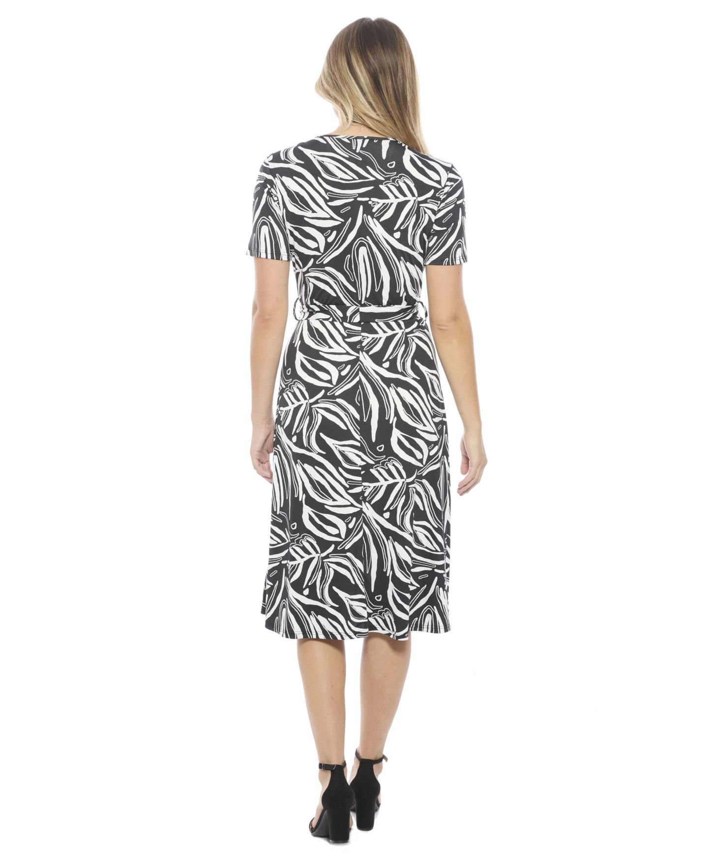 Женское платье 24seven Comfort Apparel Abstract V-Neck Short-Sleeve A-Line Midi, цвет: С принтом — фото 3