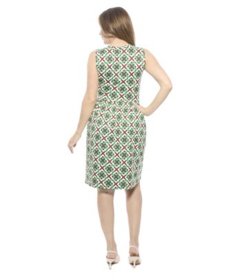 Women's Geometric Sleeveless Fit N Flare Knee Length A-Line Dress