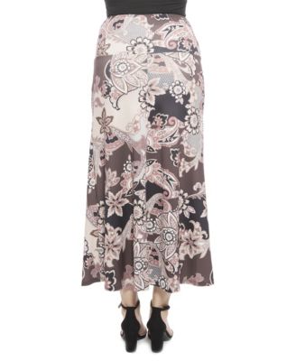 Women's Paisley Elastic Waist A-Line Maxi Skirt