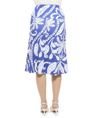 Women's Paisley Elastic Waist Knee Length A-Line Skirt