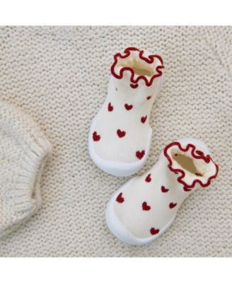 Baby Girls First Walk Sock Shoes Sweet Hearts