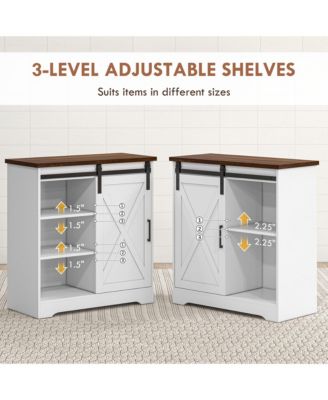 Farmhouse Bar with Storage Sliding Barn Door,