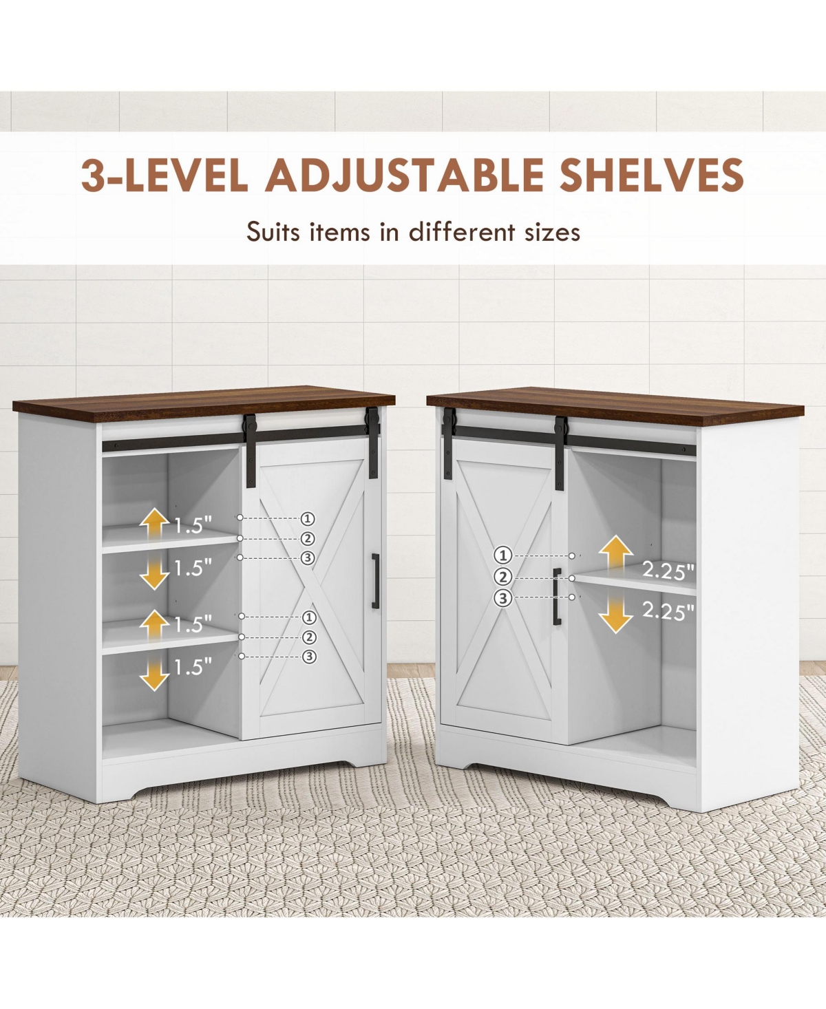 Homcom Farmhouse Bar with Storage Sliding Barn Door,