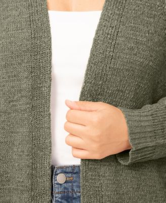 Plus Size Jersey Stitch Long Open Front Cardigan