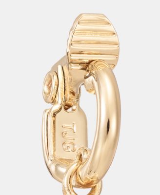 Gold-Tone Glass Pearl Drop Huggie Comfort Clip Earrings