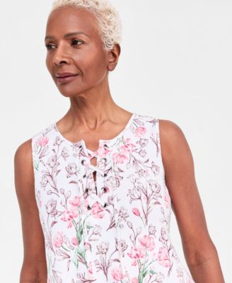 Women's Printed Lace-Up Sleeveless Dress