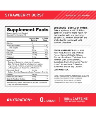 Essential Amino Energy Plus Electrolytes Stick Packs, Energy Powder, Surfside Citrus and Strawberry Burst, 30 Count