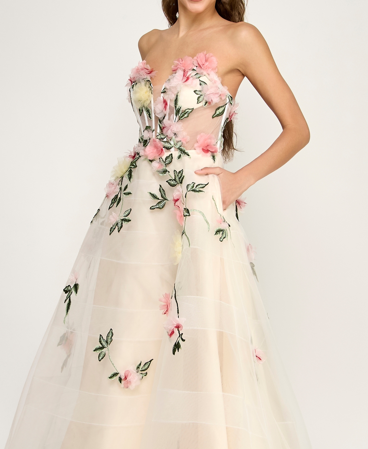 Say Yes Juniors' Strapless Illusion Ball Gown