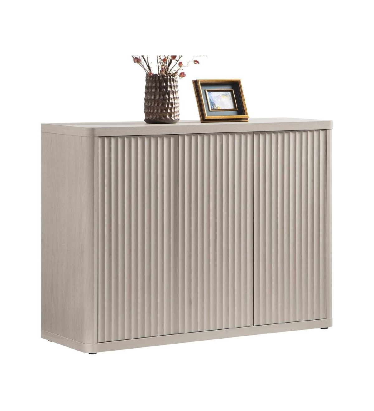 Gaomon Fluted Sideboard Buffet Cabinet, 46in Wide Cupboard Coffee Bar Console Table Credenza with 3Doors Storage