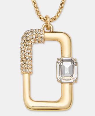 Crystal Link Pendant Necklace, 34" + 3" extender