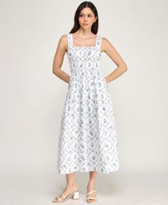 Juniors' Strap Bow Back Midi Dress