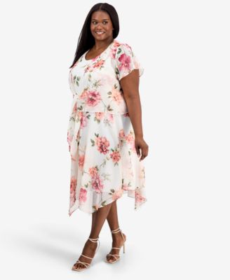 Plus Size 2-Pc. Floral-Print Chiffon Dress & Open-Front Jacket