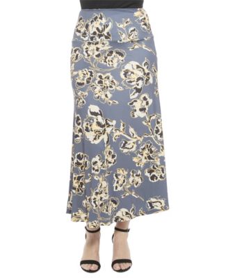 Women's Floral Elastic Waist A-Line Maxi Skirt