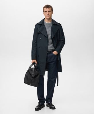 Men's Water-Repellent Belted Trench Coat